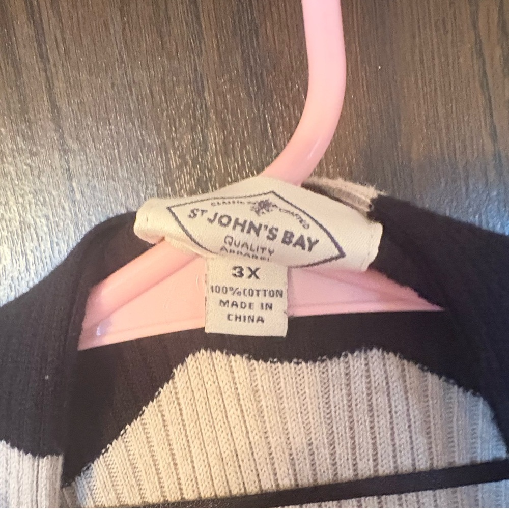 St. John's Bay Black and Cream Knit Cardigan - Picture 3 of 3